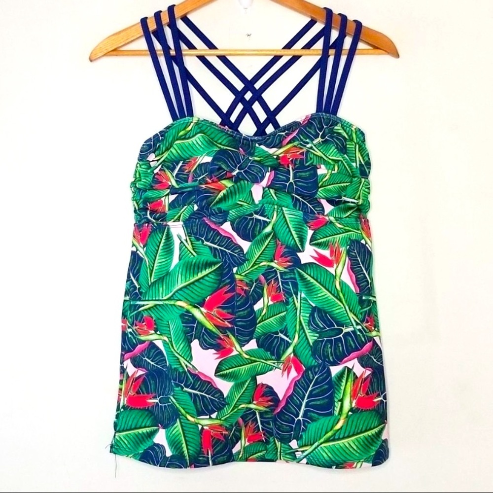🎉🎉SOLD🎉NEW LIMERICKI SWIM TOP SIZE XL CRISS CROSS TANKINI TROPICAL